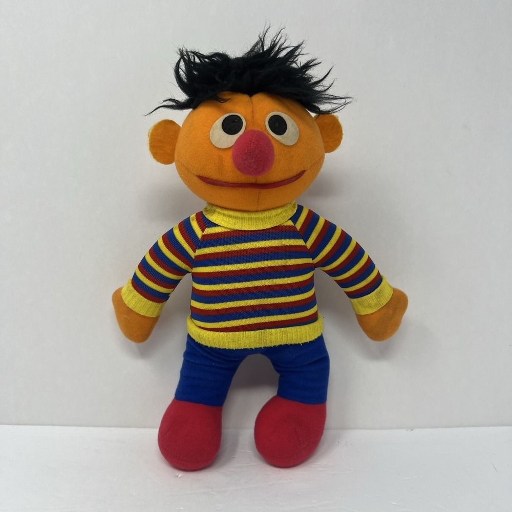 Ernie Hasbro Softies Sesame Street Plush Stuffy Stuffed Animal 1980's‎ 11"